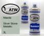 Preview: Mazda, Silver Stone Metallic, 3L: 400ml Sprühdose + 400ml Klarlack - Set, von ATW Autoteile West.